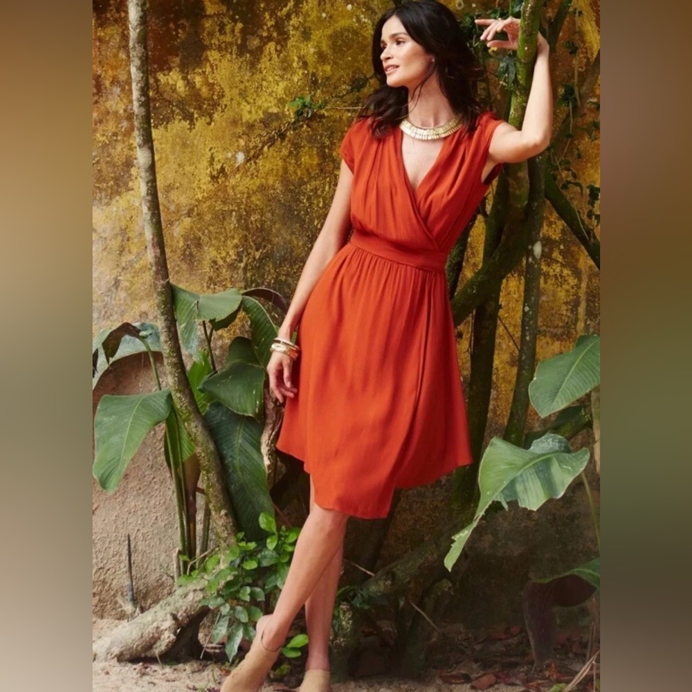 Anthropologie Rust Midi Dress